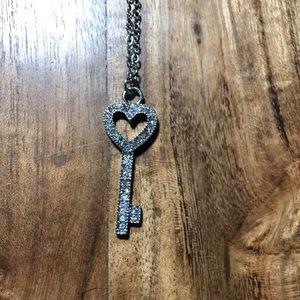 3/$25 Forever 21 Silver Rhinestone Decor Key Necklace